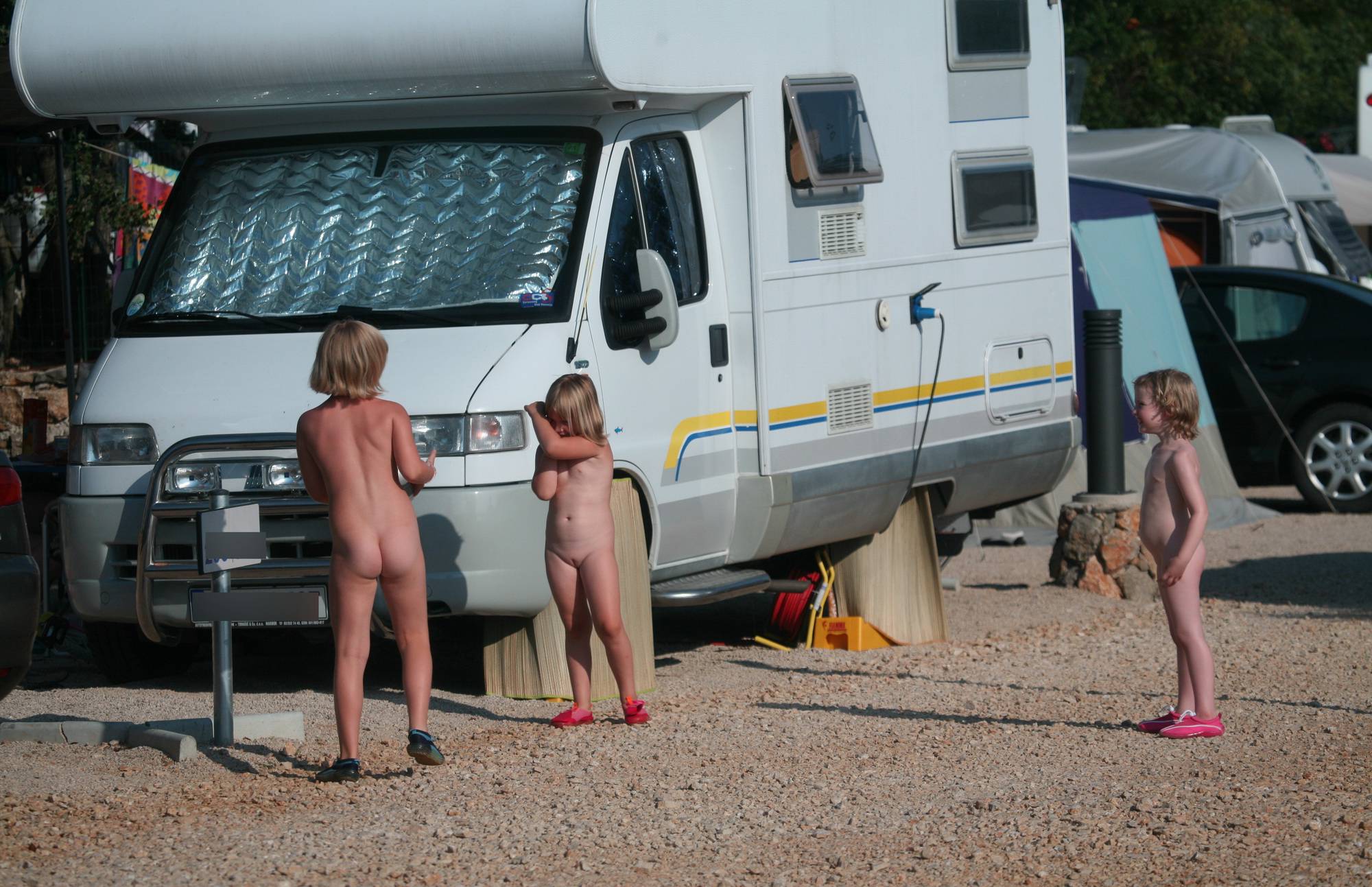 Purenaturism Family Photos - Three Naturist Kids By RV - 1