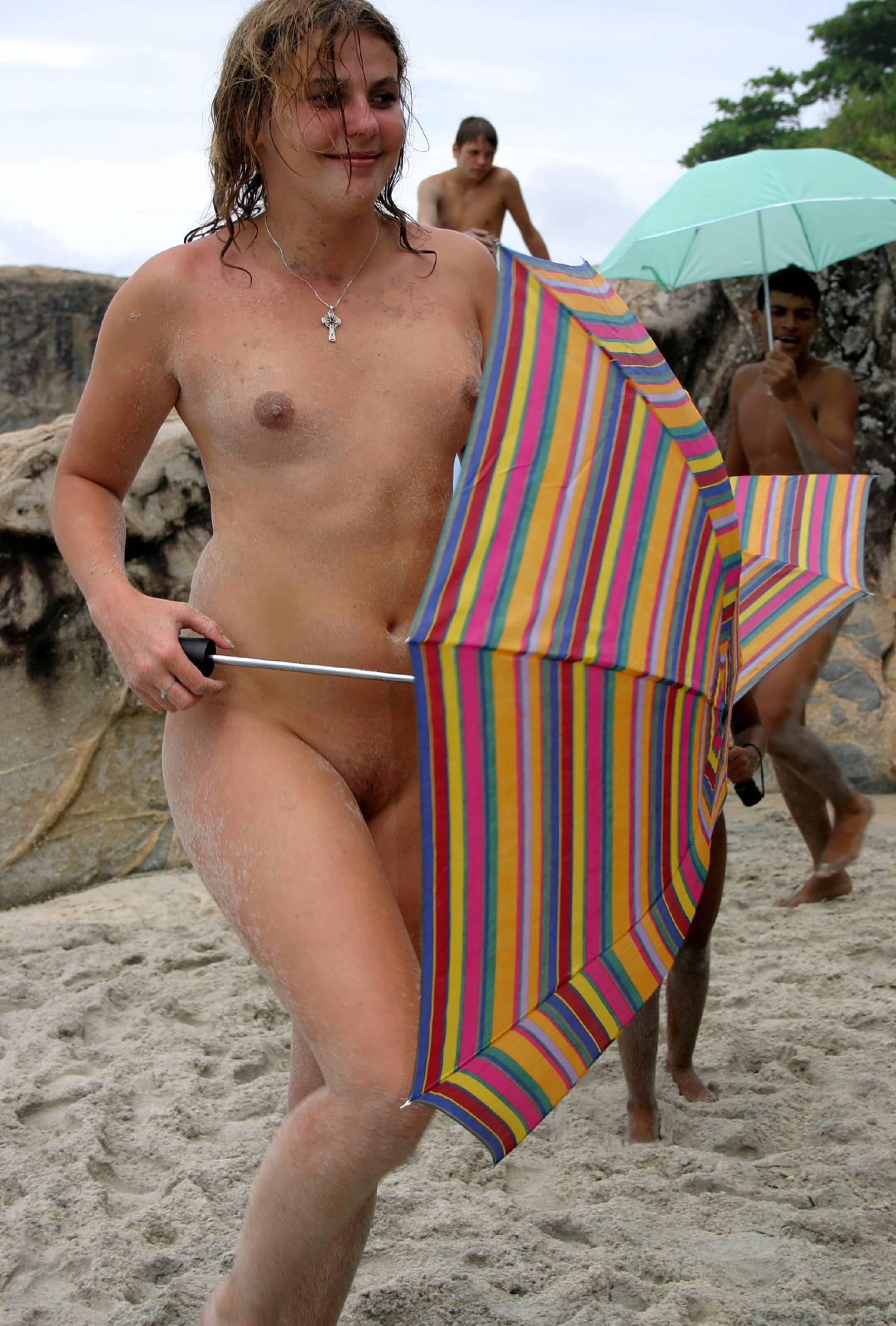 Pure Nudism Gallery The Umbrella Beach Run - 1